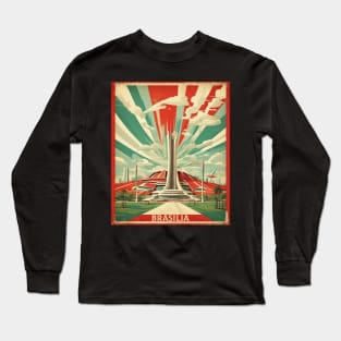 Brasilia Brazil Vintage Tourism Travel Poster Long Sleeve T-Shirt